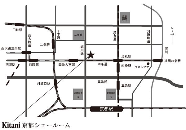 Kitani京都ショールーム地図